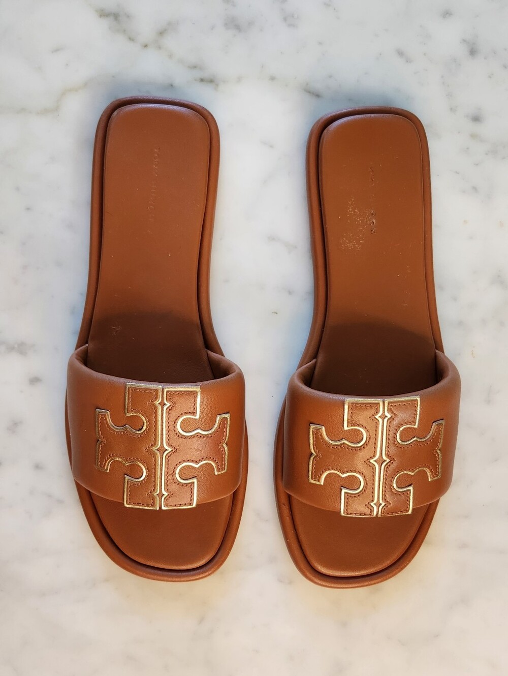 Tory Burch Double T Sport Slide Sandals in Bourbon, Sz 9.5